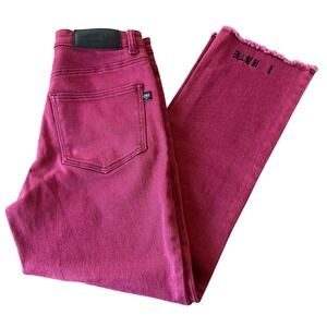 LAZY OAF x Daria I HATE EVERYBODY Magenta Jeans Size 26 Cropped Raw Hem